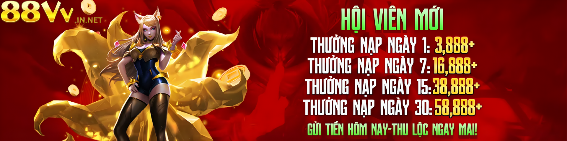 88VV hội viên mới thưởng nạp cao